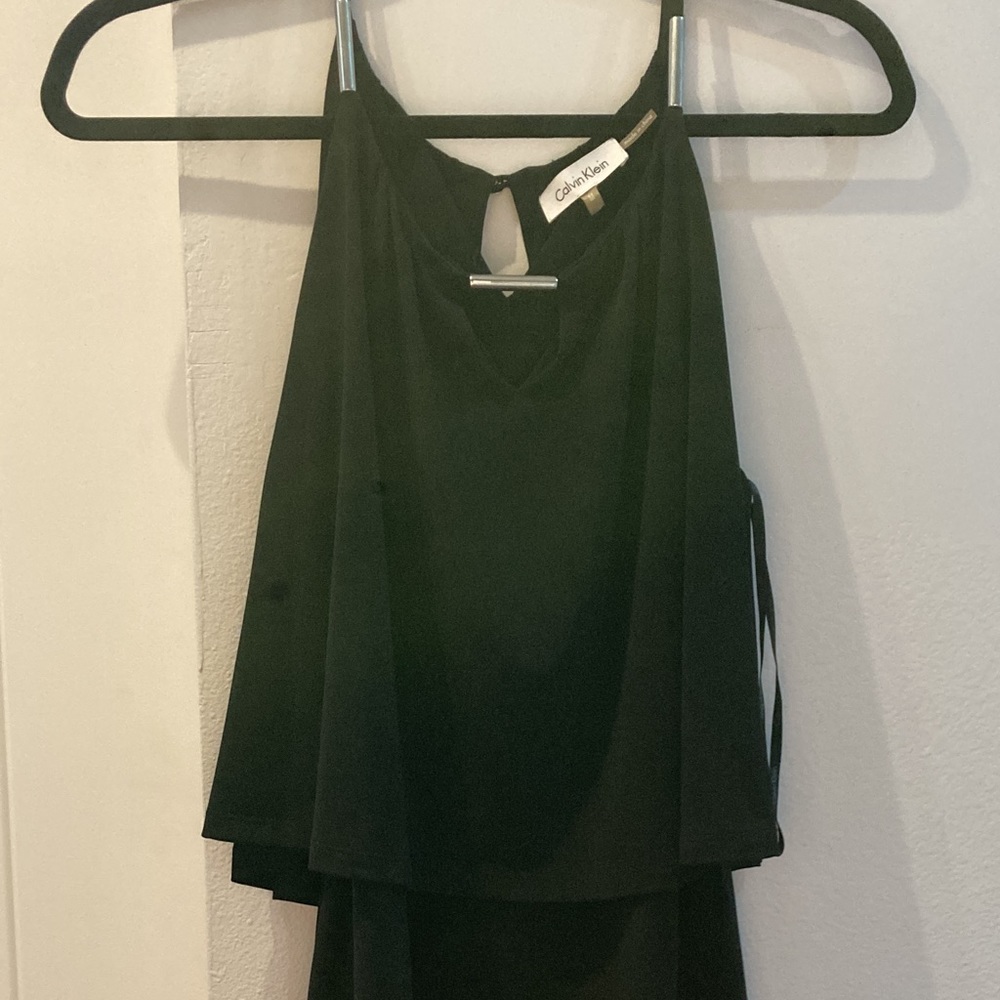 Calvin Klein layered black blouse with silver details